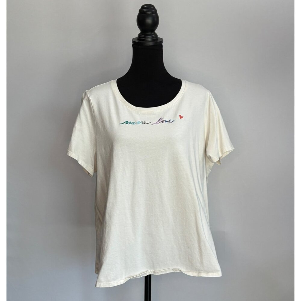 J.Jill More Love Embroidered White Short Sleeve Womens XL T-Shirt